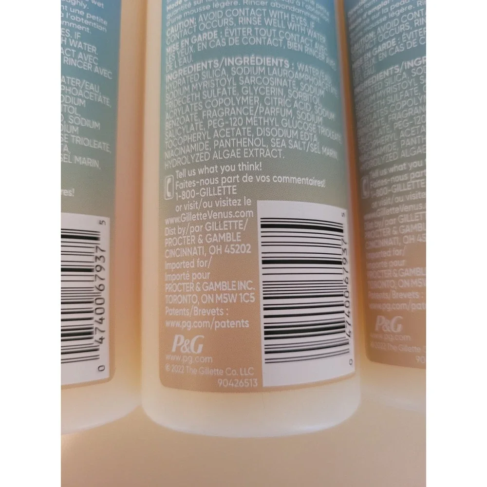 3 Gillette Venus + Olay Pre Shave Exfoliant Sea Salt Smooths Skin 6.7oz Each